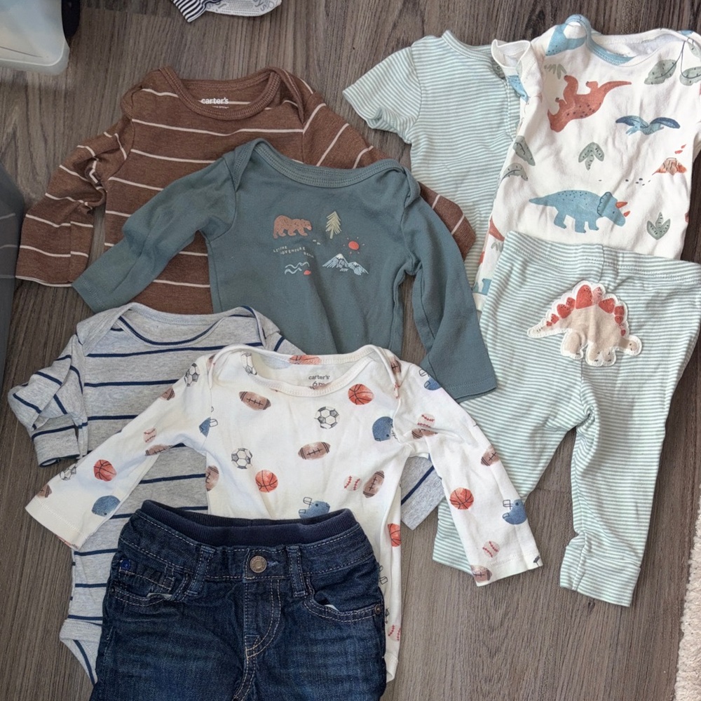 Carter's Boys Mixed Tops and Jeans Set in Brown, Blue, Green, Cream